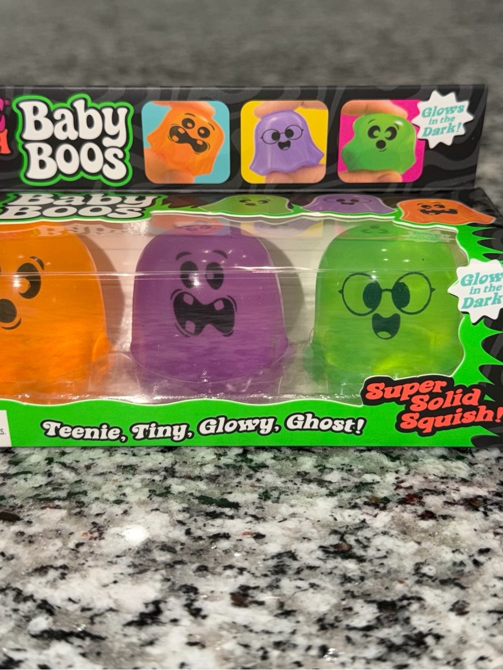 Needoh Glow-in-the-Dark Ghost Squishies - Orange, Purple, Green